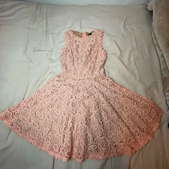 Macy's | Dresses | Pink Lace Size Asymmetrical Dress | Poshmark